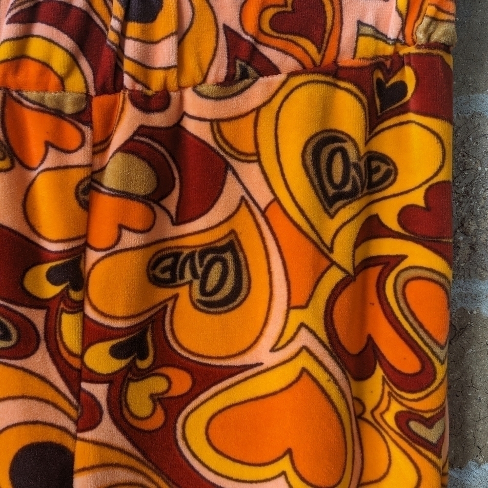 Urban Outfitters NGOrder Velour Trouser Pant Retro Love Hearts Size 10 - Picture 5 of 11